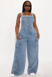 SC Fashion Washed Denim Loose Jumpsuit LX-6076