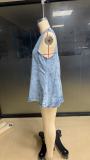 SC Casual Denim Sleeveless Two Piece Shorts Set GMYT-803