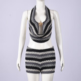 SC Contrast Color Sling Top Two Piece Shorts Set GYHF-11790DBM