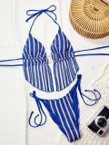 SC Stripe Tie Up Bikinis Two Piece Swimsuit CSYZ-G617KY