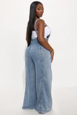 SC Fashion Washed Denim Loose Jumpsuit LX-6076