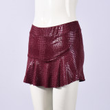 SC Solid Color Ruffles Mini Skirts GYHF-11759DBM