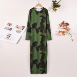 SC Tie Dye Print Long Sleeve Maxi Dress GYHF-60254