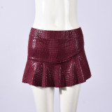 SC Solid Color Ruffles Mini Skirts GYHF-11759DBM