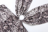 SC Snake Print Deep V Neck Mini Dress DLSF-K6D07321A