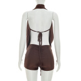SC Solid Color Halterneck Romper MXBF-J26RP134