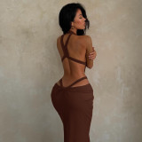 SC Halterneck Sleeveless Backless Maxi Dress GJYO-JD305261