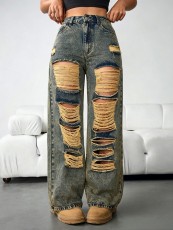 SC Retro Ripped Loose Straight Jeans GYXN-66288
