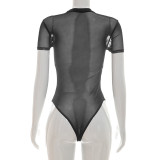 SC Mesh Patchwork Short Sleeve Bodysuit GDSF-J26BS176