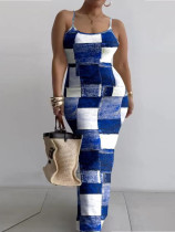 SC Plus Size Contrast Color Sling Maxi Dress GAWE-6645