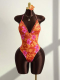 SC Sexy Print Lace Patchwork One Piece Swimsuit+Skirt Suit GXIY-K26L2218