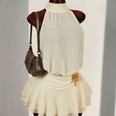 SC Tie Up Backless Solid Cake Dress GXIY-K26L2188