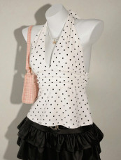 SC Polka Dots Print Backless Tops GXIY-K26L2054