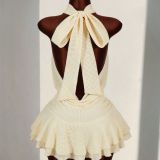 SC Tie Up Backless Solid Cake Dress GXIY-K26L2188