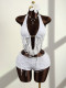 SC Solid Color Halterneck Backless Top Short Suit GXIY-K26L2399