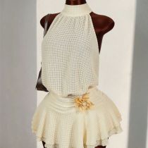 SC Tie Up Backless Solid Cake Dress GXIY-K26L2188