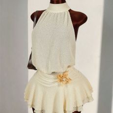 SC Tie Up Backless Solid Cake Dress GXIY-K26L2188