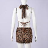 SC Leopard Print Backless Tie Up Skirt Suit GFRT-32852SBY