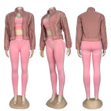 VIP1 Embroidery Coat+Tank Tops+Pants Suit GYSF-6280