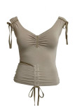 SC Solid Color Drawstring Sleeveless Tops YWXS-K25L1619