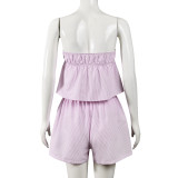 SC Backless Tie Up Wrap Chest Top Shorts Suit GFRT-32585SBY