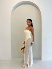 SC Wrap Chest Soldi Color Hollow Out Maxi Dress YWXS-K26L2407