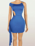 SC Solid Color Hollow Out Mini Dress YWXS-K25L1460