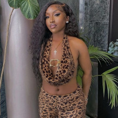 SC Leopard Print Backless Tie Up Skirt Suit GFRT-32852SBY