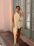 SC Solid Color Sleeveless Irregular Mini Dress YWXS-K26L2254