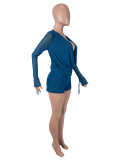 SC Solid Color Mesh Long Sleeve Tops Short Suit SHD-9984