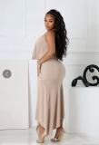 SC V Neck Halterneck Backless Split Maxi Dress GADE-11348