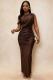 SC Sleeveless Solid Color Ruched Maxi Dress GMYU-10370