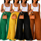 SC Solid Color Press Pleated Loose Pants QYMF-N108