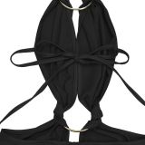SC Sexy Tie Up Backless Solid Color Jumpsuit BY-7687