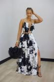 SC Ink-wash Printed Hollow Out Jumpsuit OD-8781