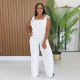 SC Solid Color Stripe Sling Loose Jumpsuit BY-7698