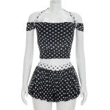 SC Color Block Polka Dots Print Short Suit GDSF-J26ST178