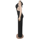 SC Sexy Tie Up Backless Solid Color Jumpsuit BY-7687