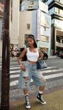 SC Plus Size Casual Holes Washed Denim Shorts GYLN-6679