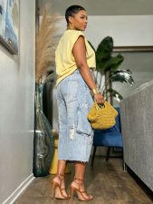 SC Plus Size Fashion Holes Raw Edge Seventh Jeans GYLN-0998