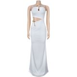 SC Sexy Hollow Out Backless Tube Top Maxi Dress BY-7696