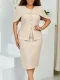 SC Solid Color Short Sleeve Midi Dress GATE-628