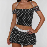 SC Color Block Polka Dots Print Short Suit GDSF-J26ST178