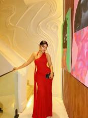 SC Single Shoulder Solid Color Ruched Maxi Dress GADE-11340