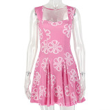 SC V Neck Print Sleeveless Mini Dress GJYO-JD305287