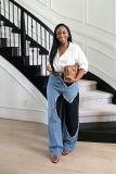 SC Plus Size Color Block Patchwork Heart Jeans GYLN-9642