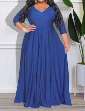 SC Plus Size Long Sleeve V Neck Maxi Dress GAWE-6455