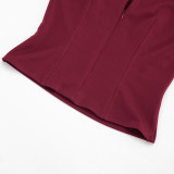 SC Solid Color Lapel Zipper Two Piece Skirts Set GSZM-D26ST167