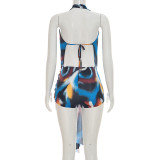 SC Halterneck Print Mesh Tie Up Romper GSZM-Q26RP035