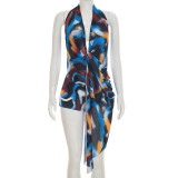 SC Halterneck Print Mesh Tie Up Romper GSZM-Q26RP035